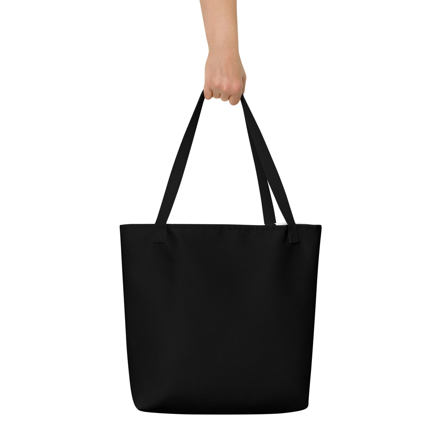 Yoga with Brett (blue on black) Large Tote Bag