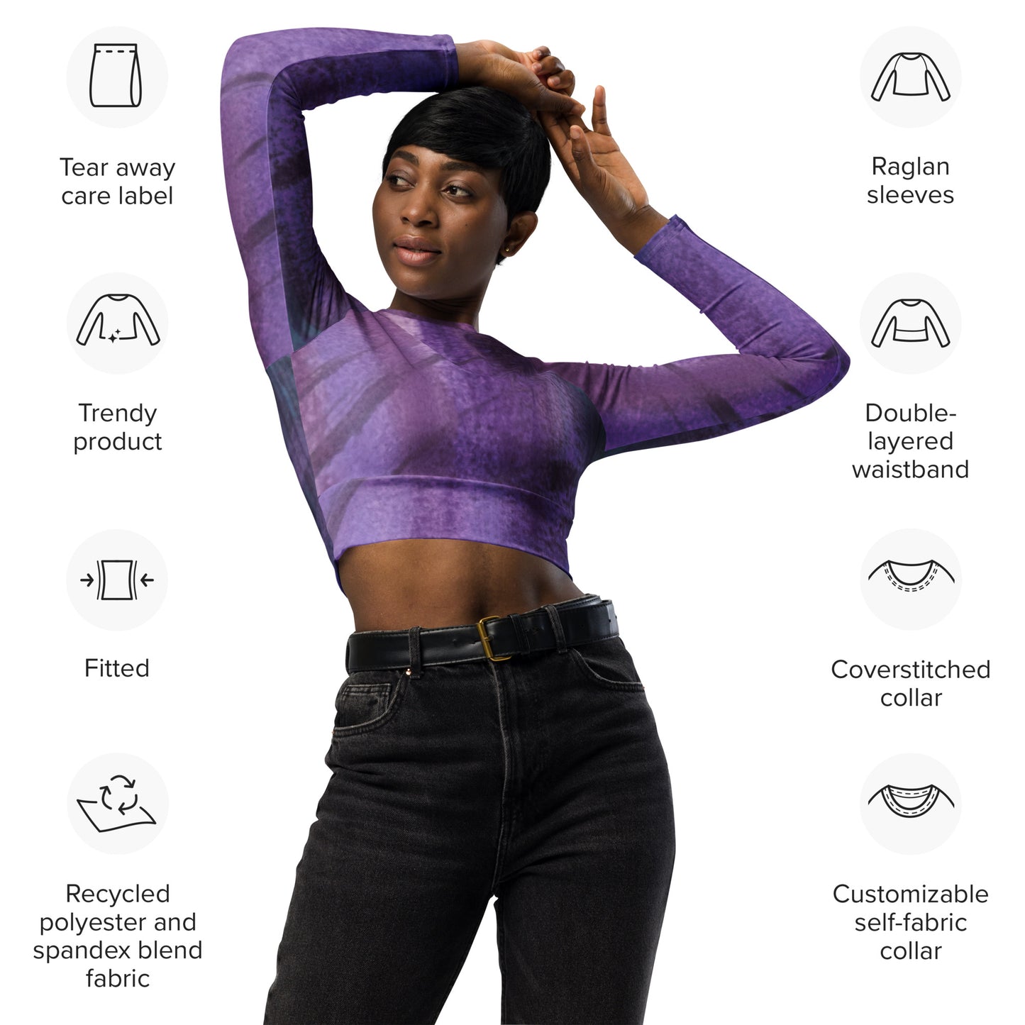 Be Illustrious ~ Recycled long-sleeve crop top