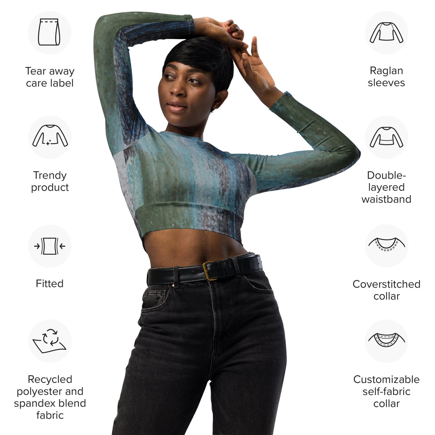 Calm Dreams ~ Recycled long-sleeve crop top