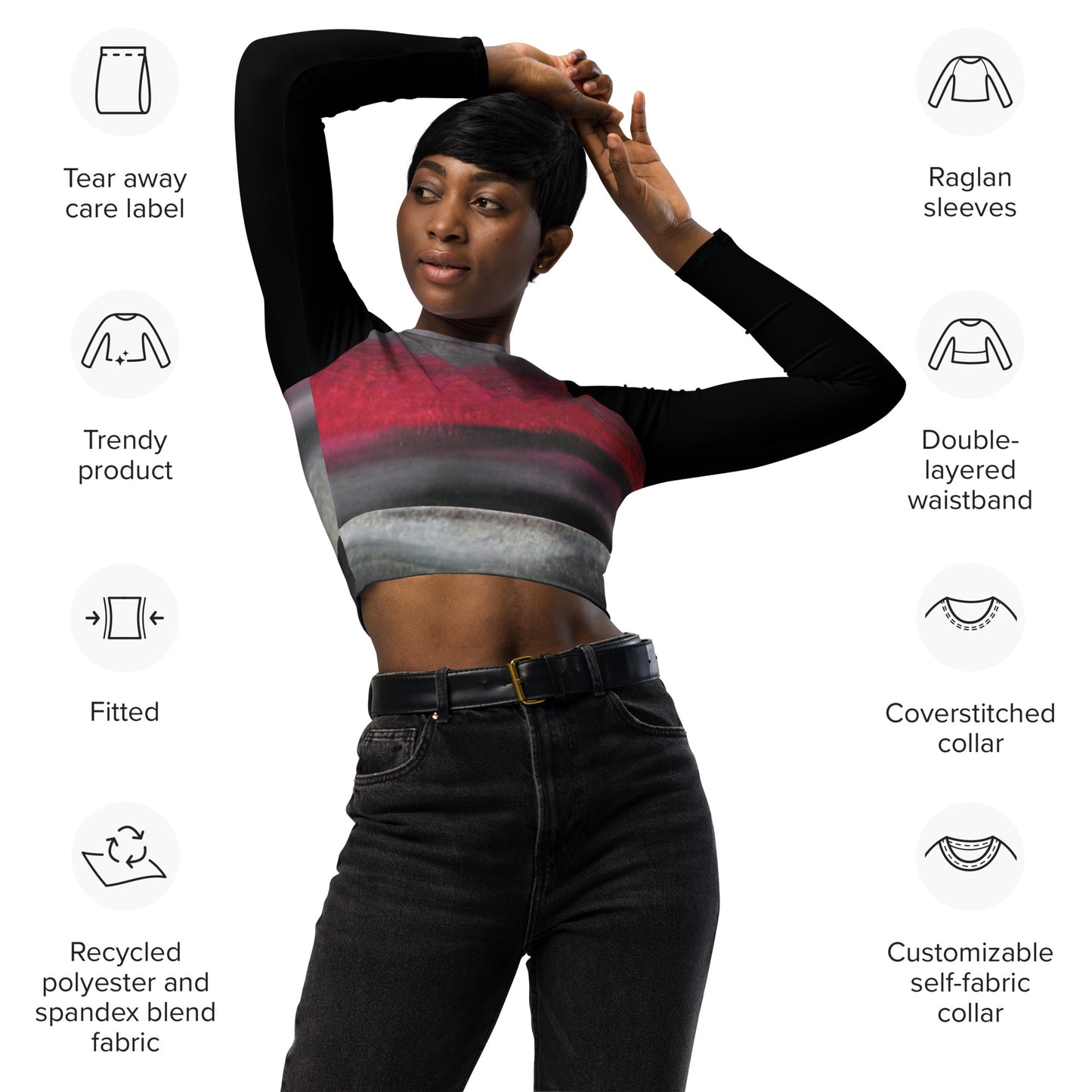 Be Adventurous ~ Recycled long-sleeve crop top