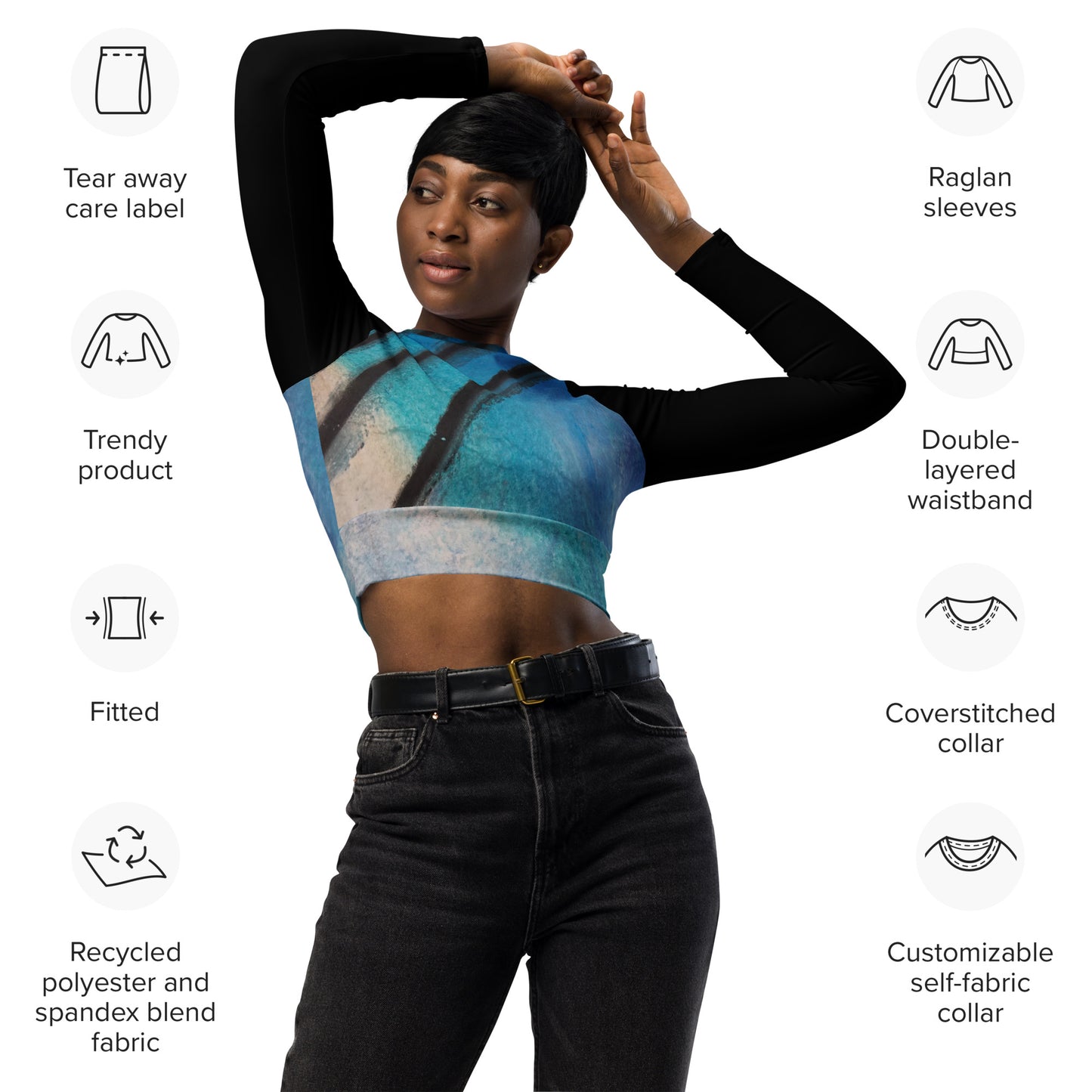 2017 Collection ~ Recycled long-sleeve crop top