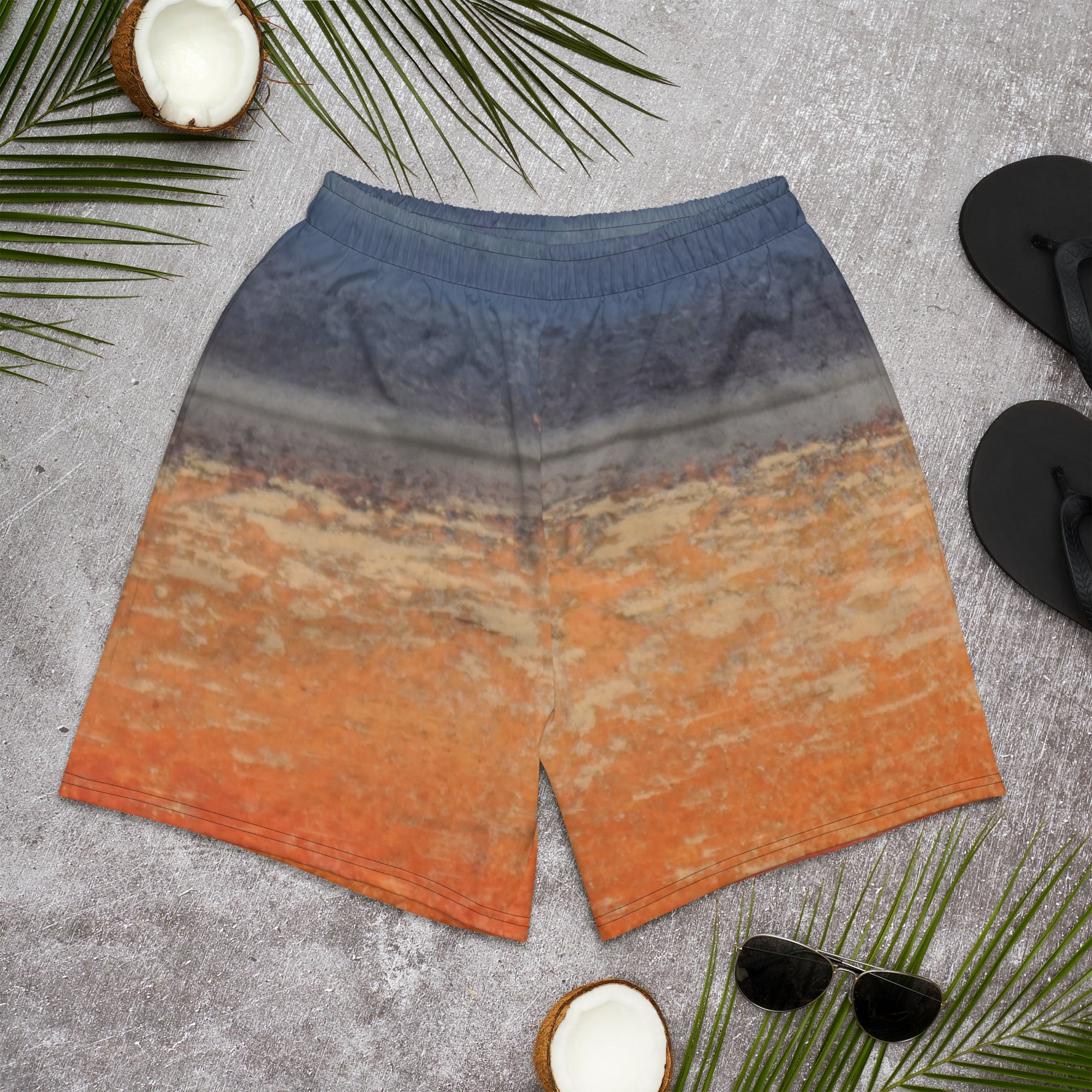 Yoga with Brett Red Sky ~ Men's Recycled Athletic Shorts