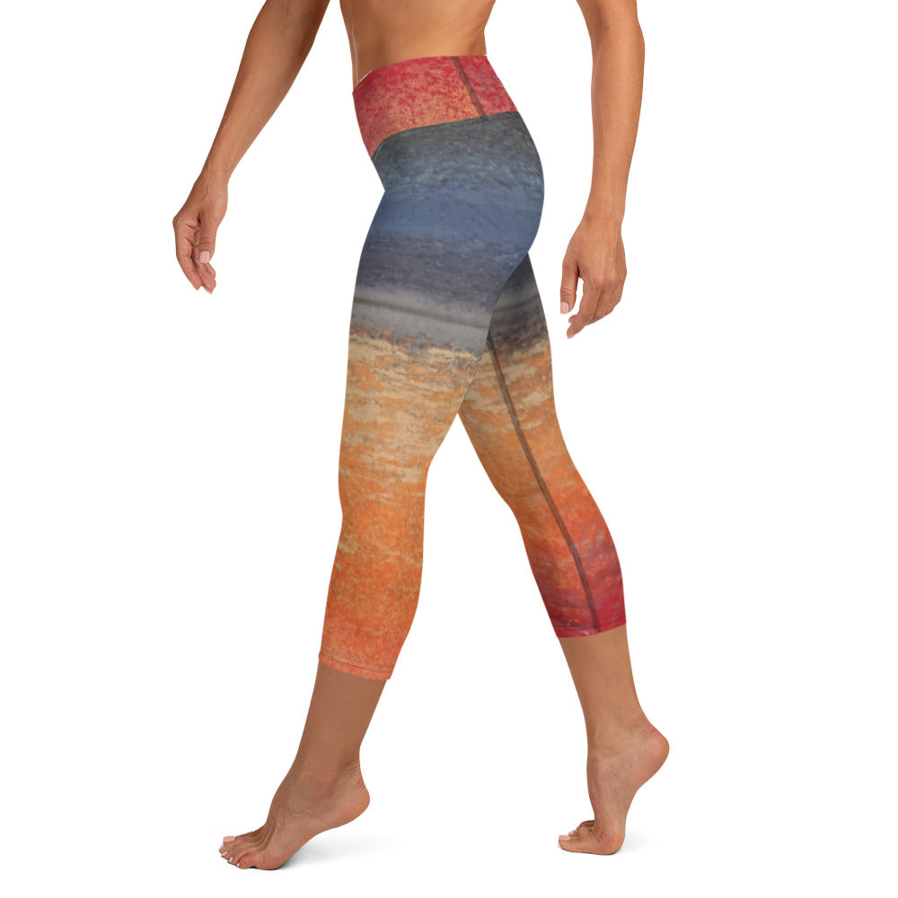 Red Sky Capri Yoga Leggings ~ Size L ~ Off the Rack