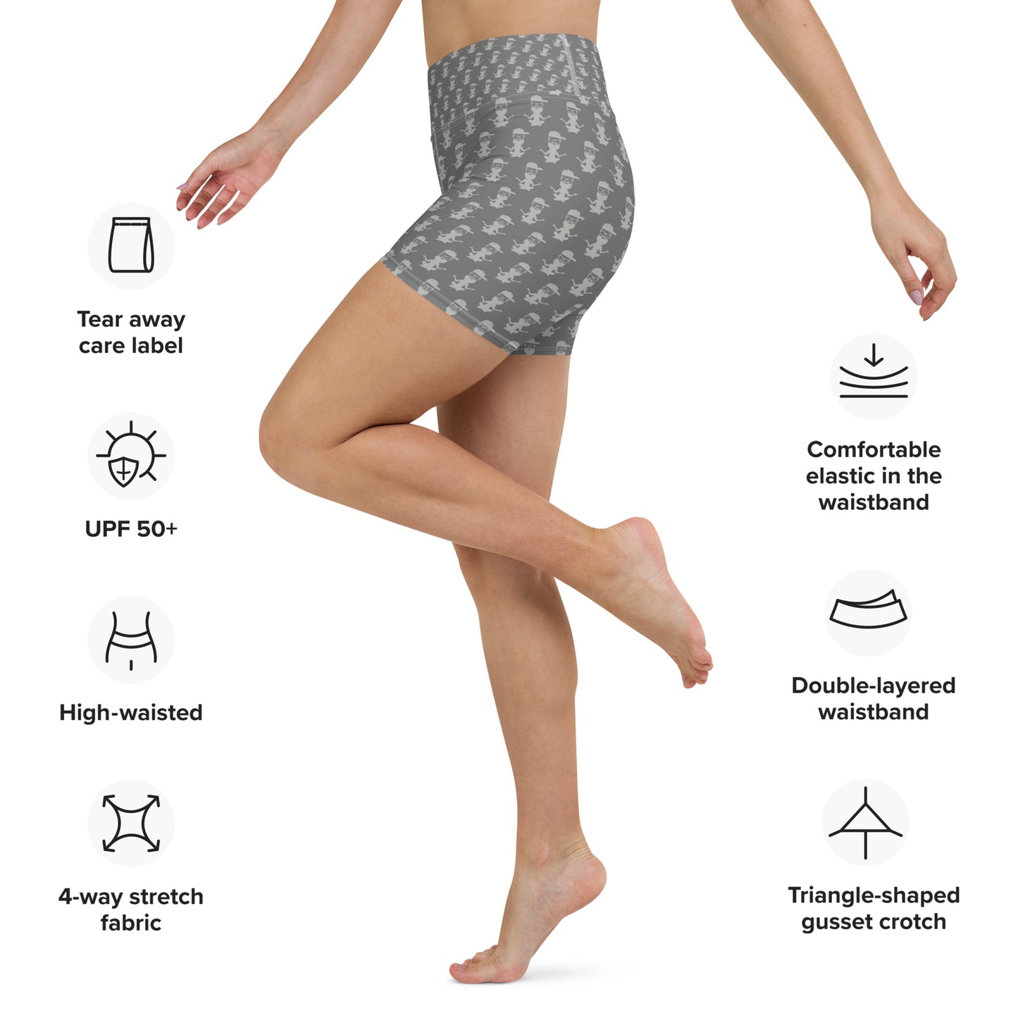 Yoga with Brett ~ grey on grey ~ High Waisted Yoga Shorts